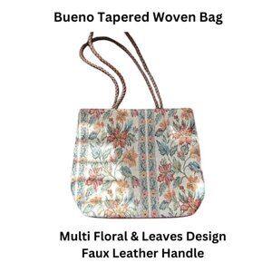 Bueno Tapestry Floral Woven Bag Faux Leather Handle OS
